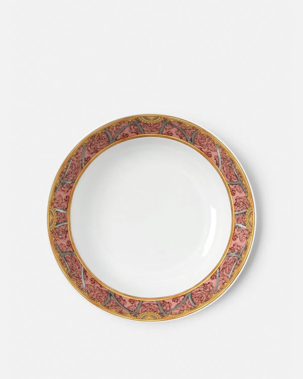 Versace Assiette Creuse Scala Del Palazzo Rosa 22 Cm