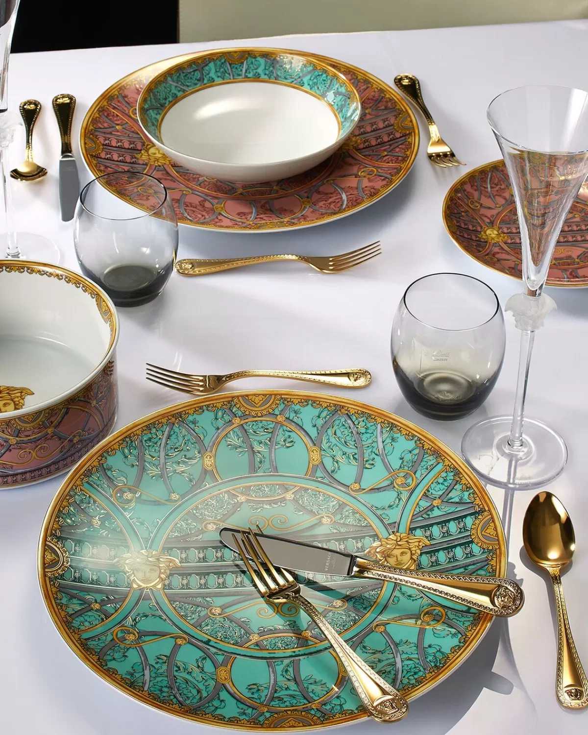 Versace Assiette Creuse Scala Del Palazzo Verde 22 Cm