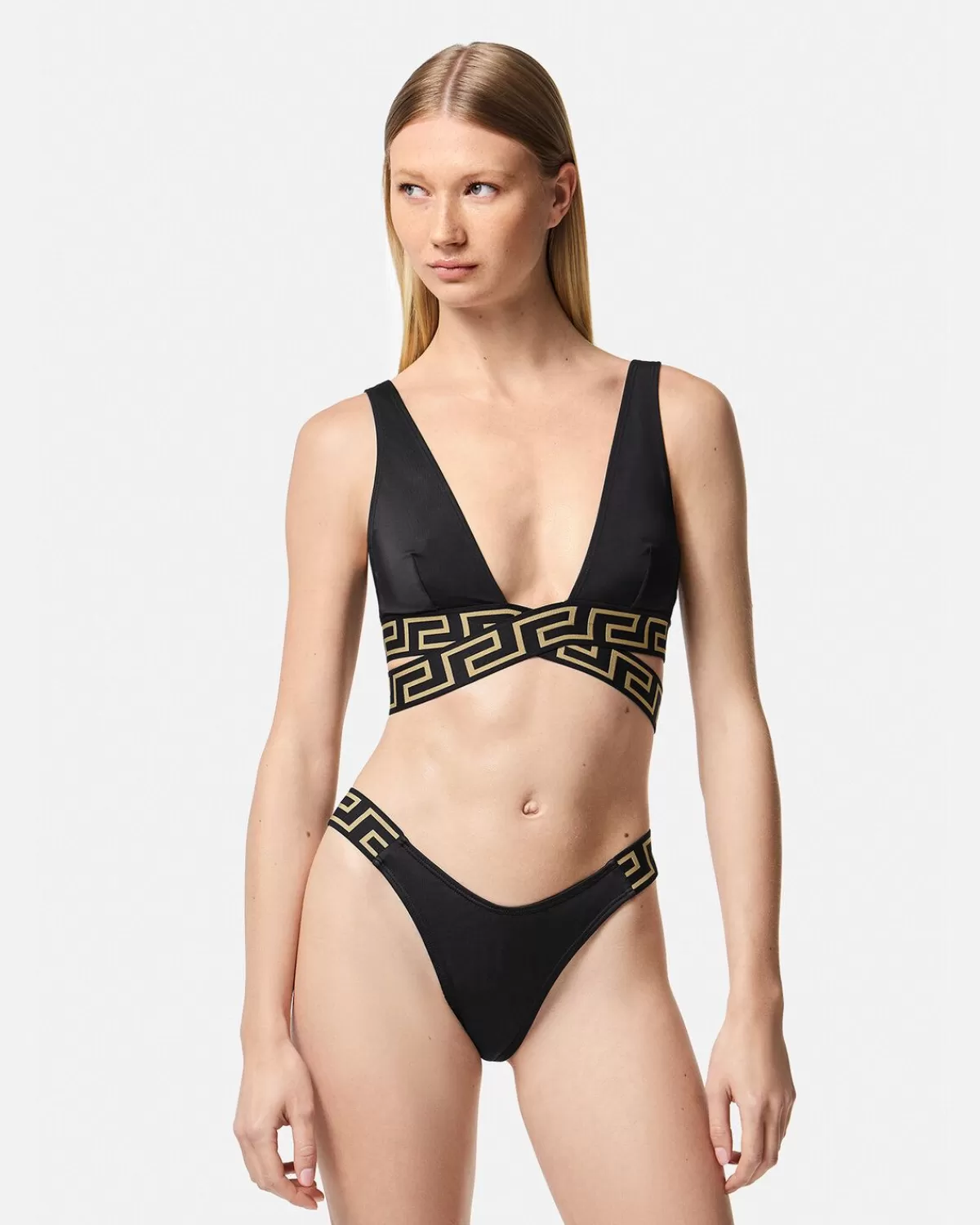 Femme Versace Bas De Bikini A Bordure Greca