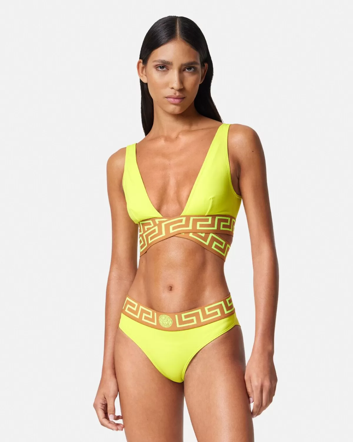 Femme Versace Bas De Bikini A Bordure Greca