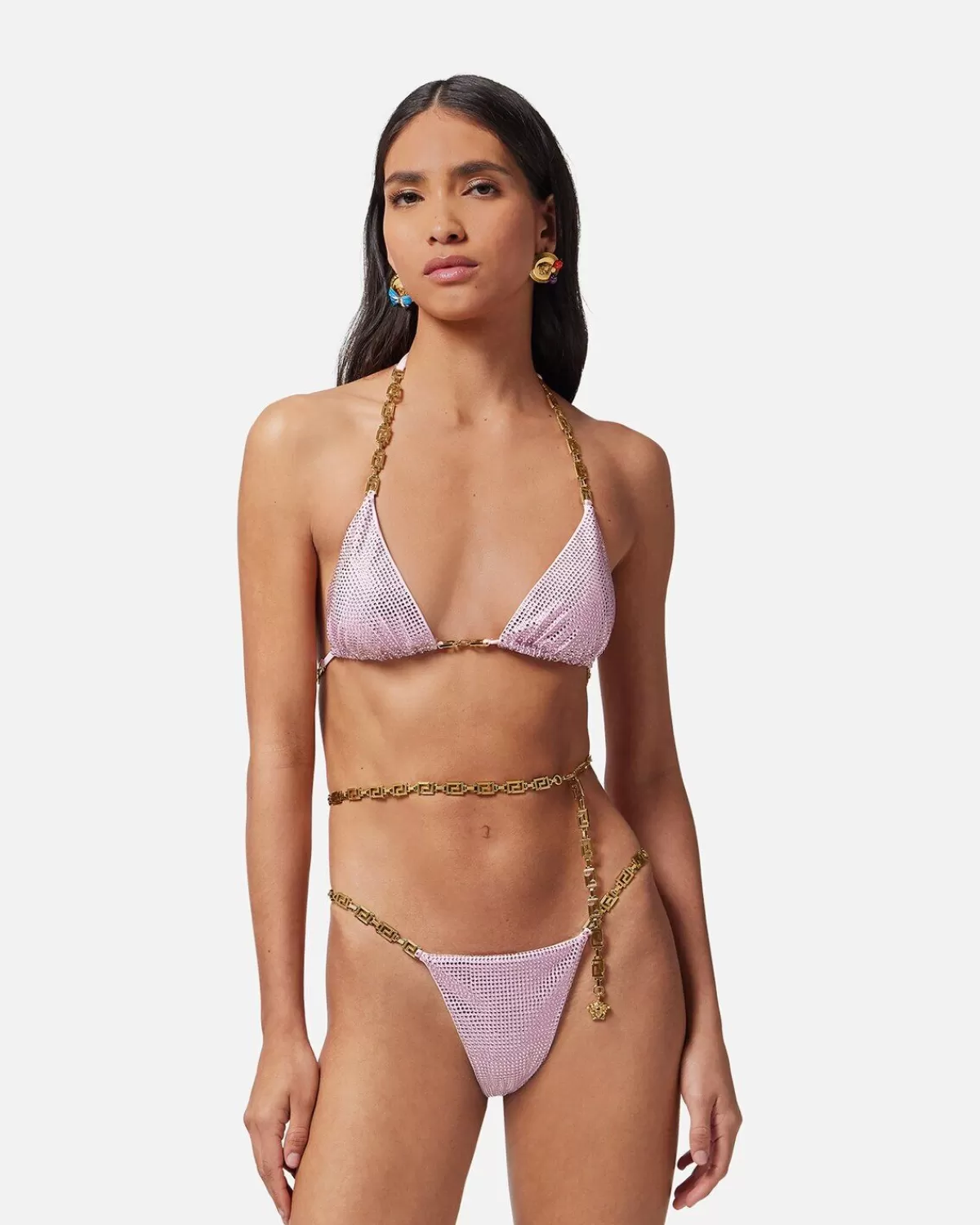 Femme Versace Bas De Bikini A Cristaux Greca