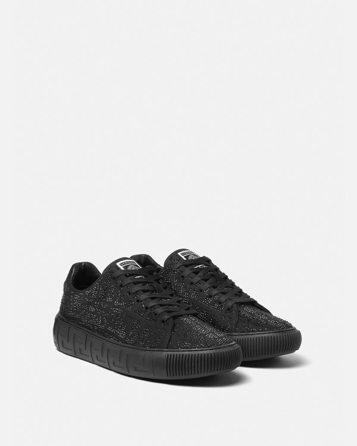 Homme Versace Baskets A Cristaux Effet Croco Greca