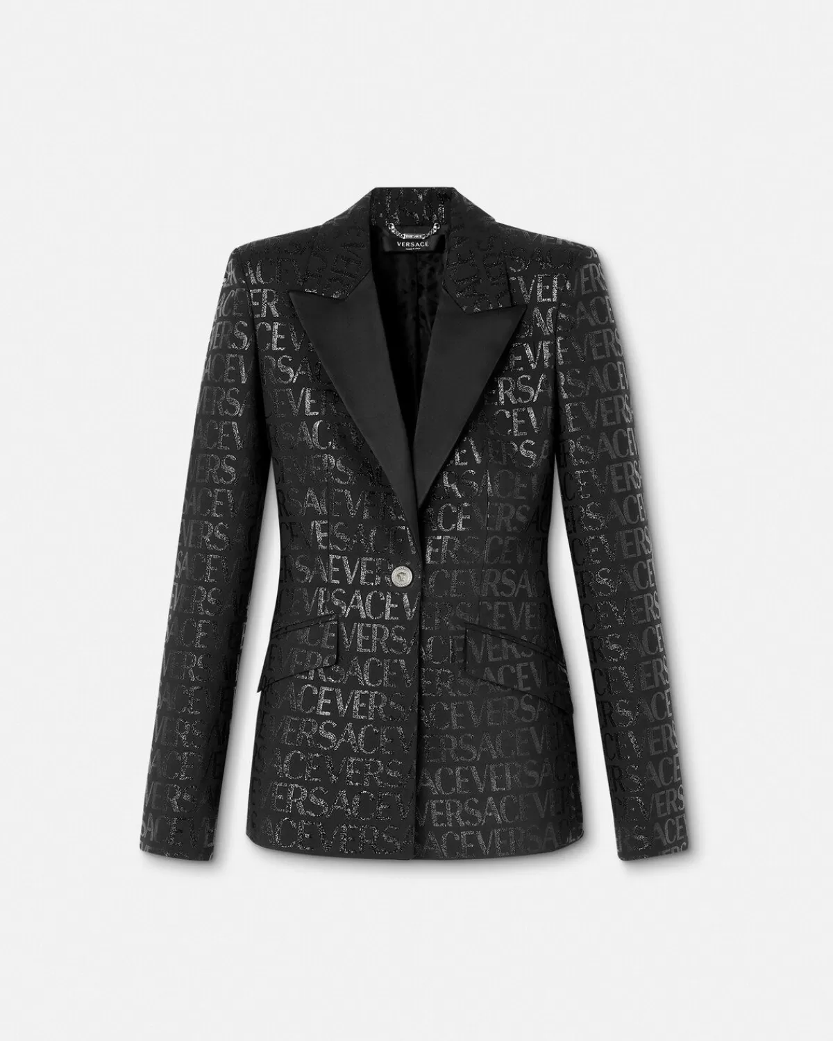 Femme Versace Blazer A Boutonnage Droit Allover