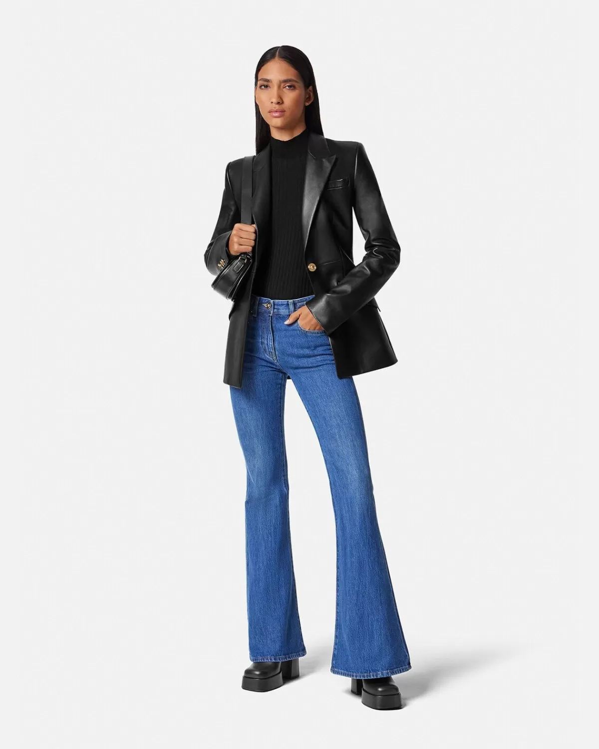 Femme Versace Blazer En Cuir