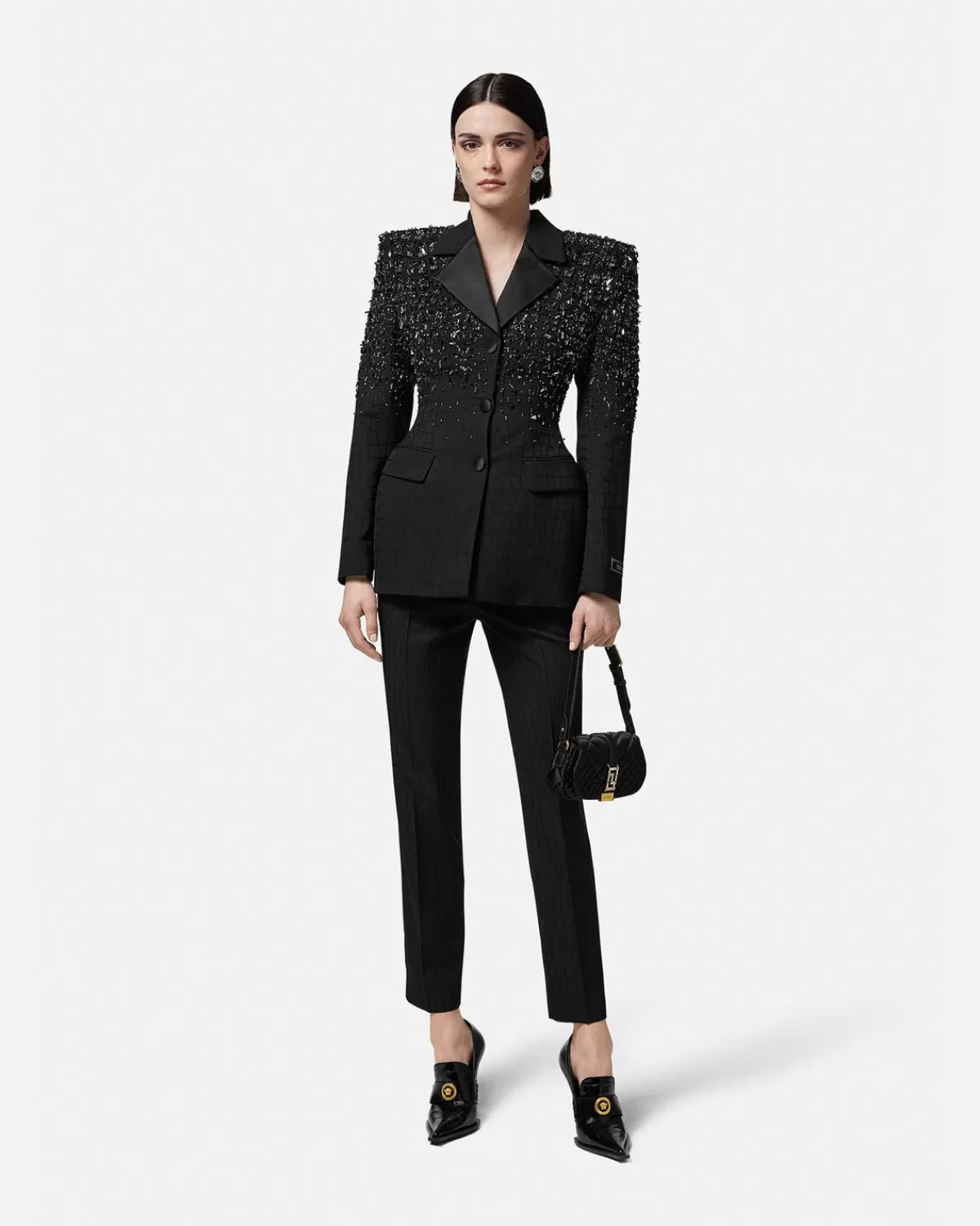 Femme Versace Blazer En Jacquard Crocodile Avec Cristaux