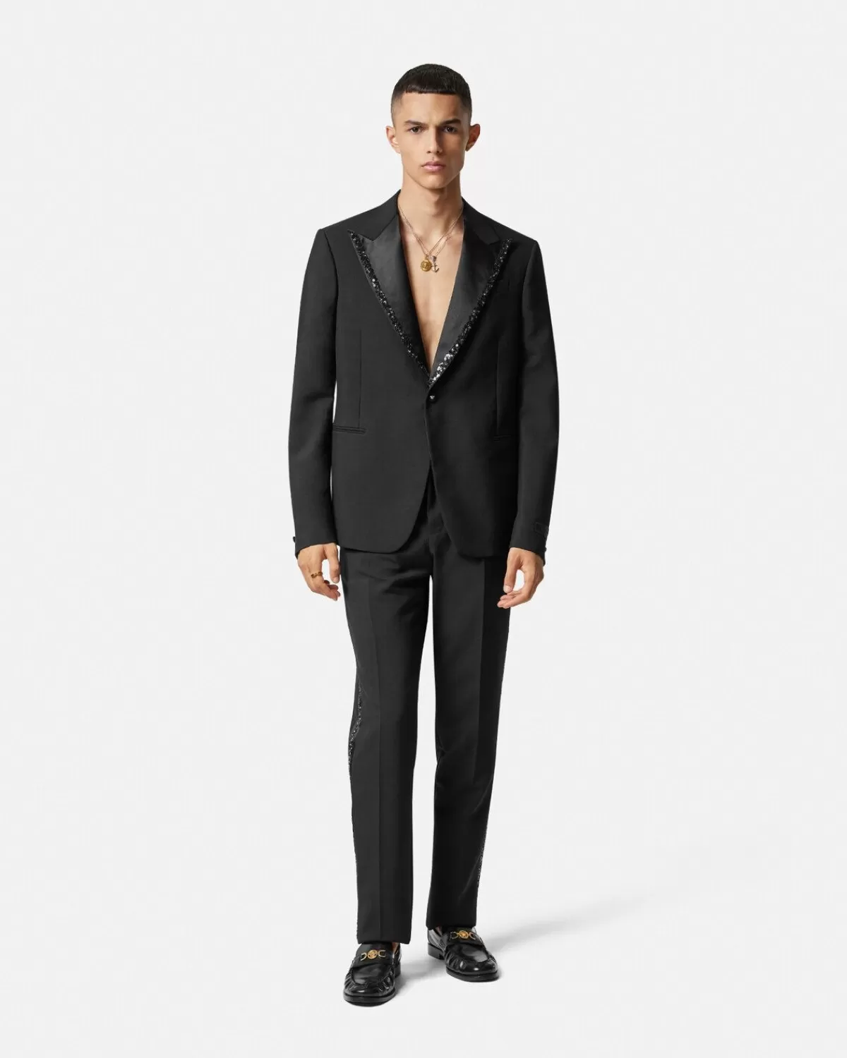 Homme Versace Blazer Ornemente A Boutonnage Droit