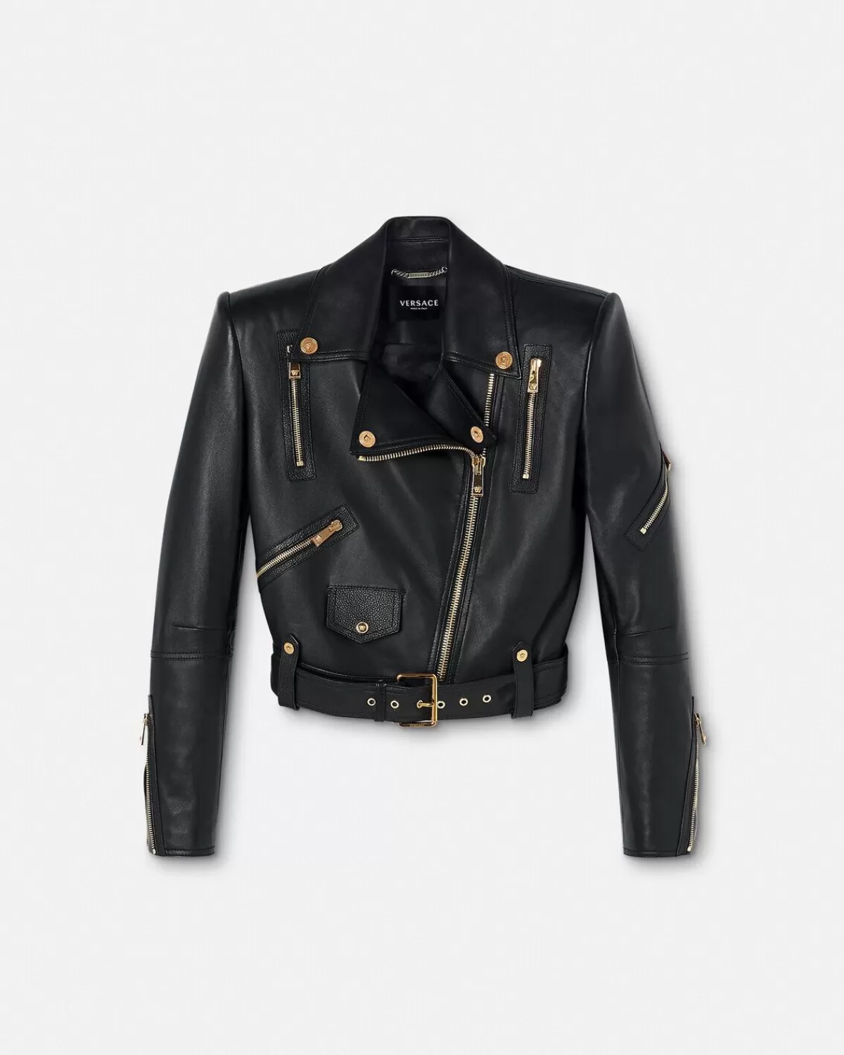 Femme Versace Blouson De Motard En Cuir