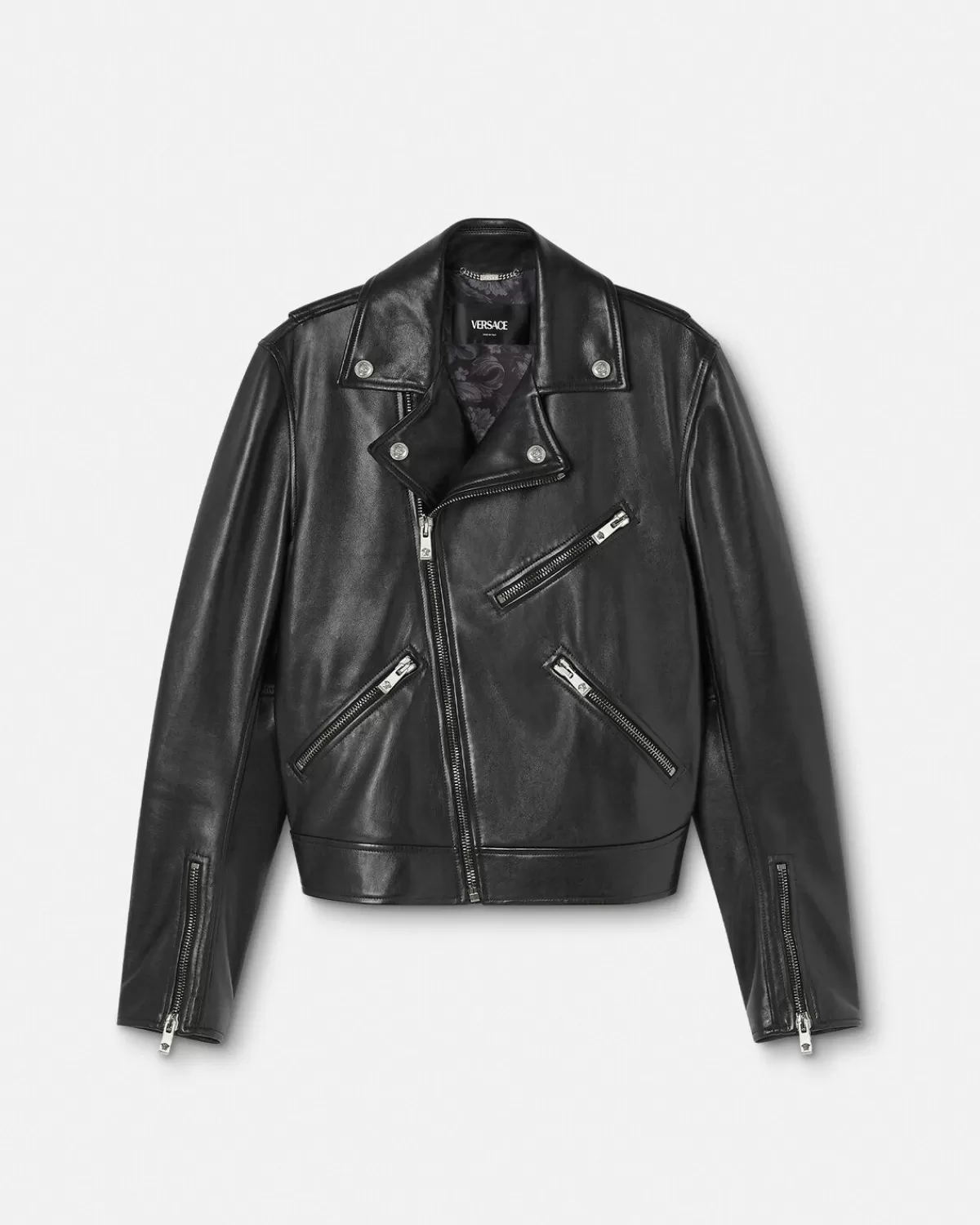 Homme Versace Blouson De Motard En Cuir