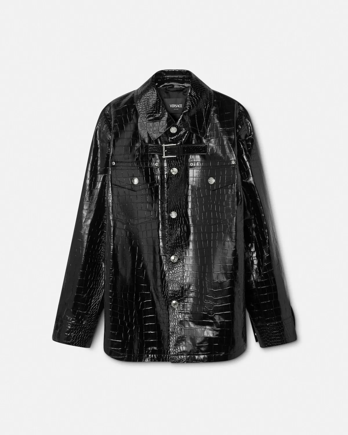 Homme Versace Blouson En Cuir Effet Croco