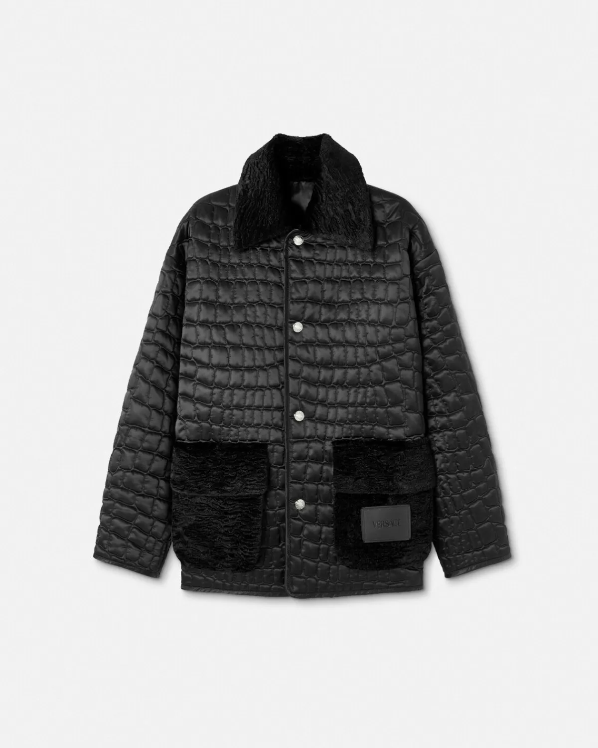 Homme Versace Blouson Matelasse Effet Croco