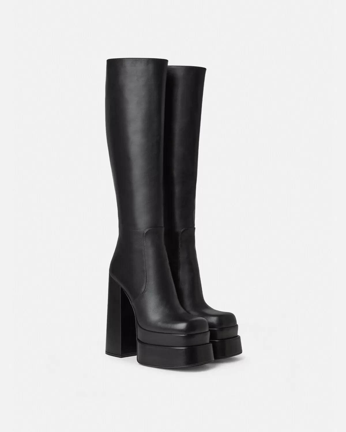 Femme Versace Bottes Hauteur Genou A Plateforme En Cuir