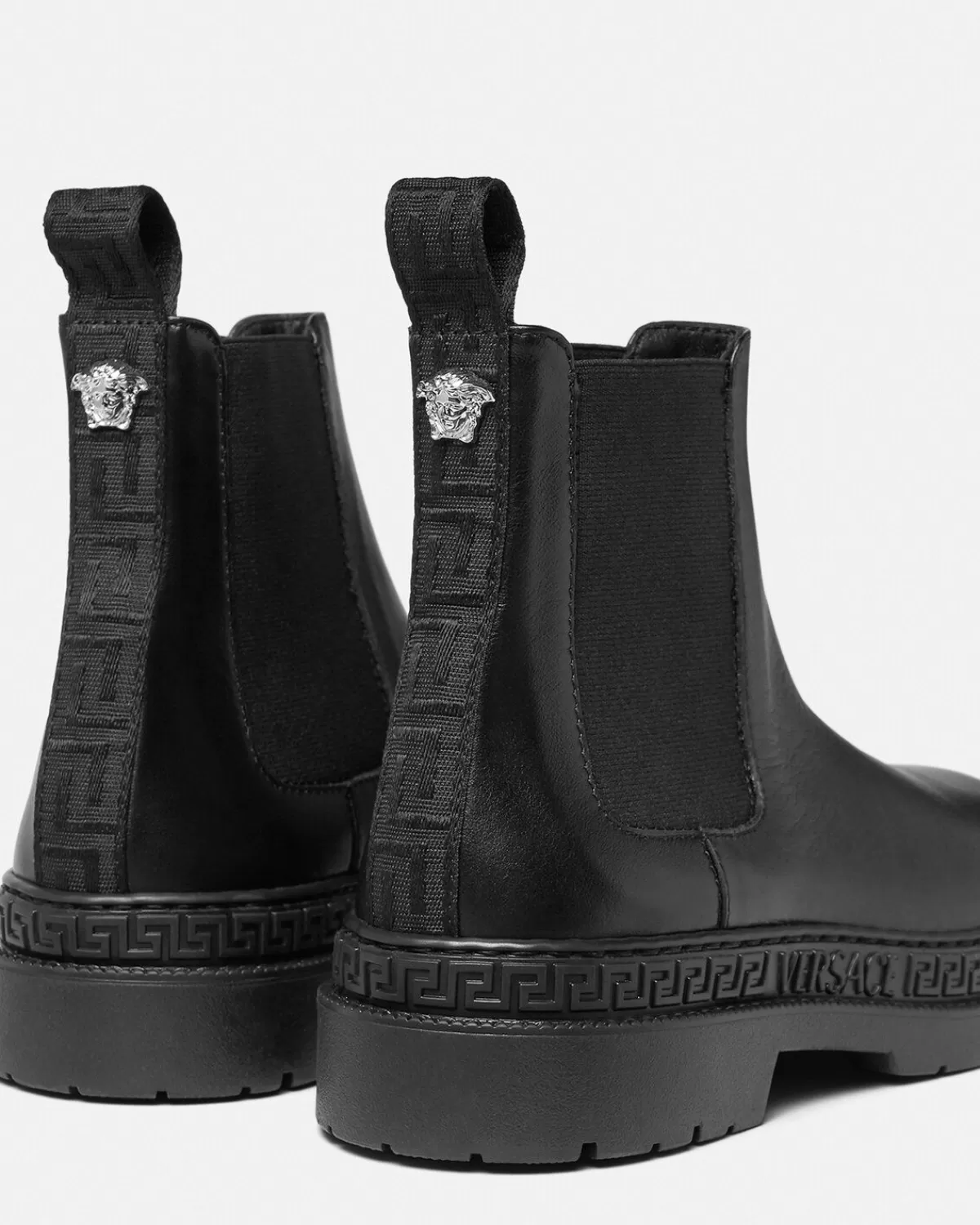 Enfant Versace Bottines Greca Kids En Cuir