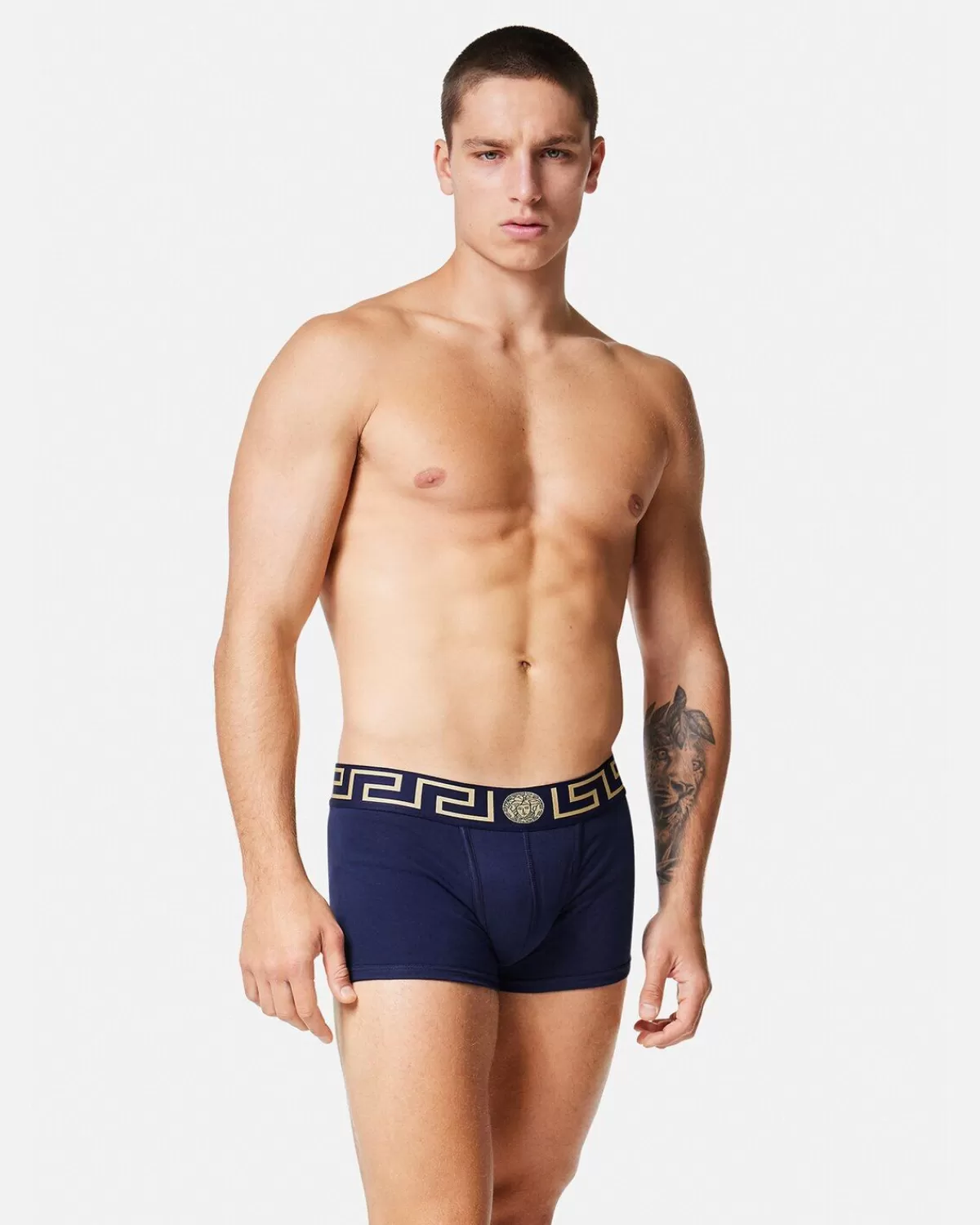 Homme Versace Boxer Adherent A Bordure Greca