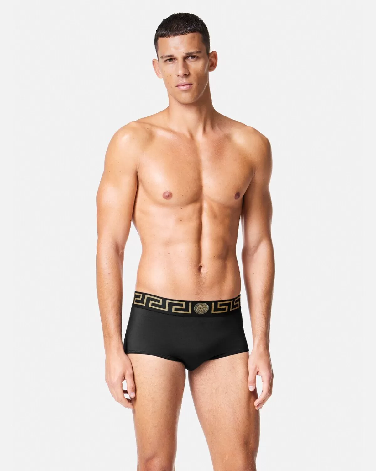 Homme Versace Boxer De Bain A Bordure Greca