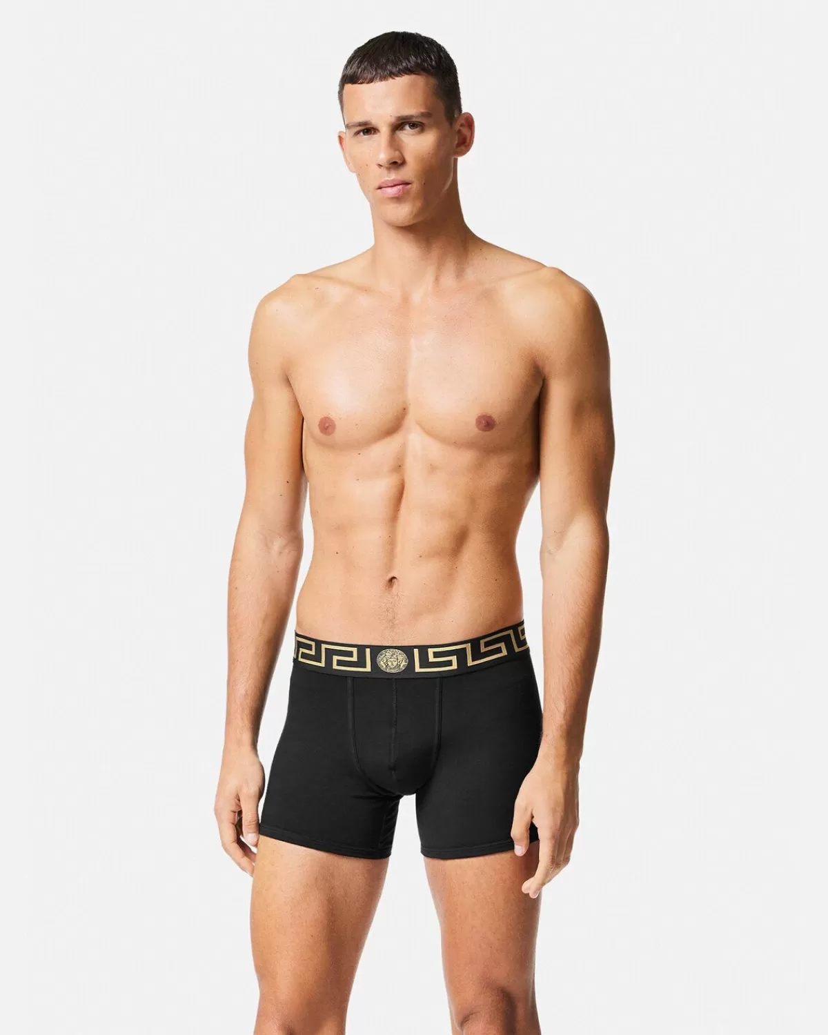 Homme Versace Boxer Long A Bordure Greca