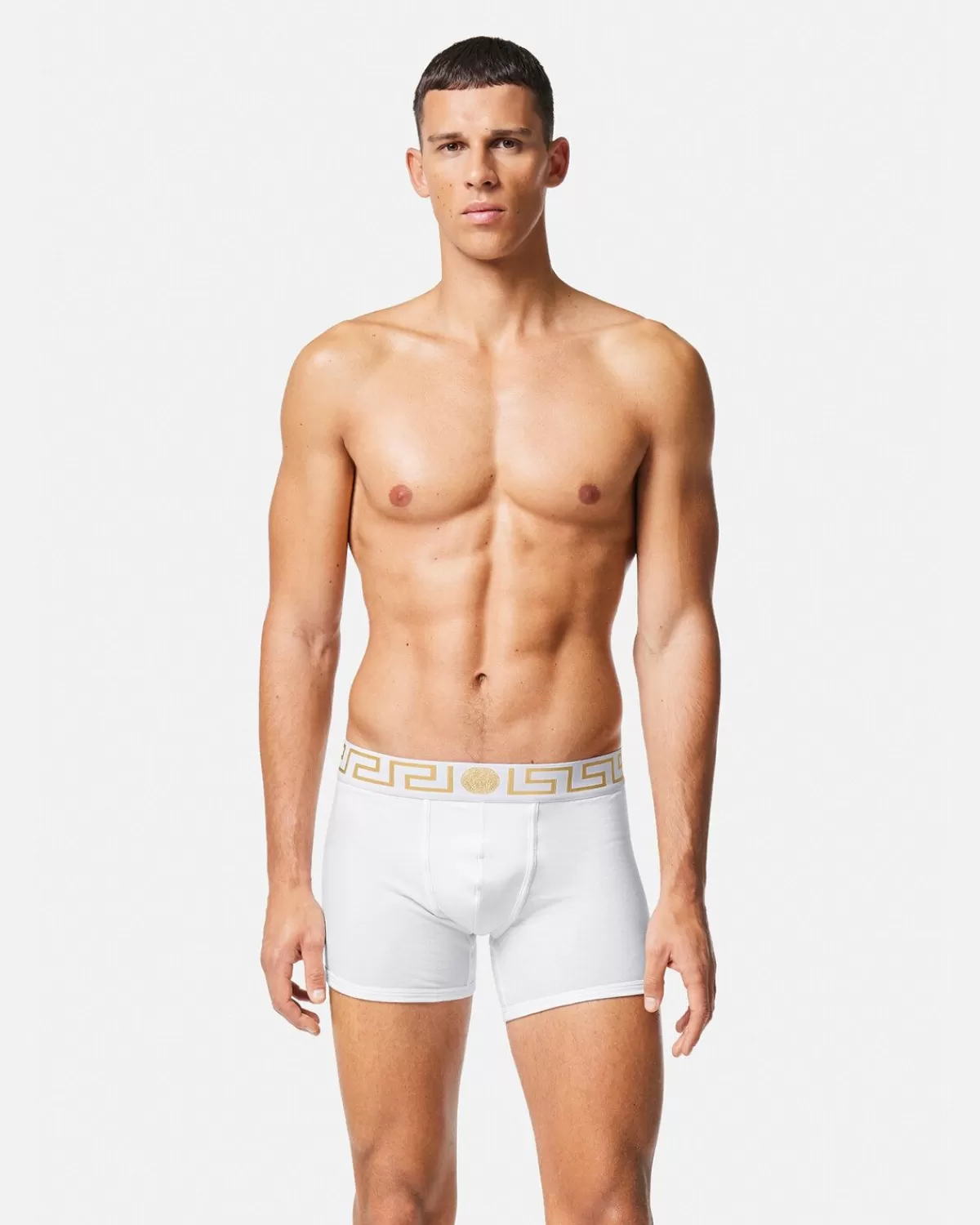 Homme Versace Boxer Long A Bordure Greca