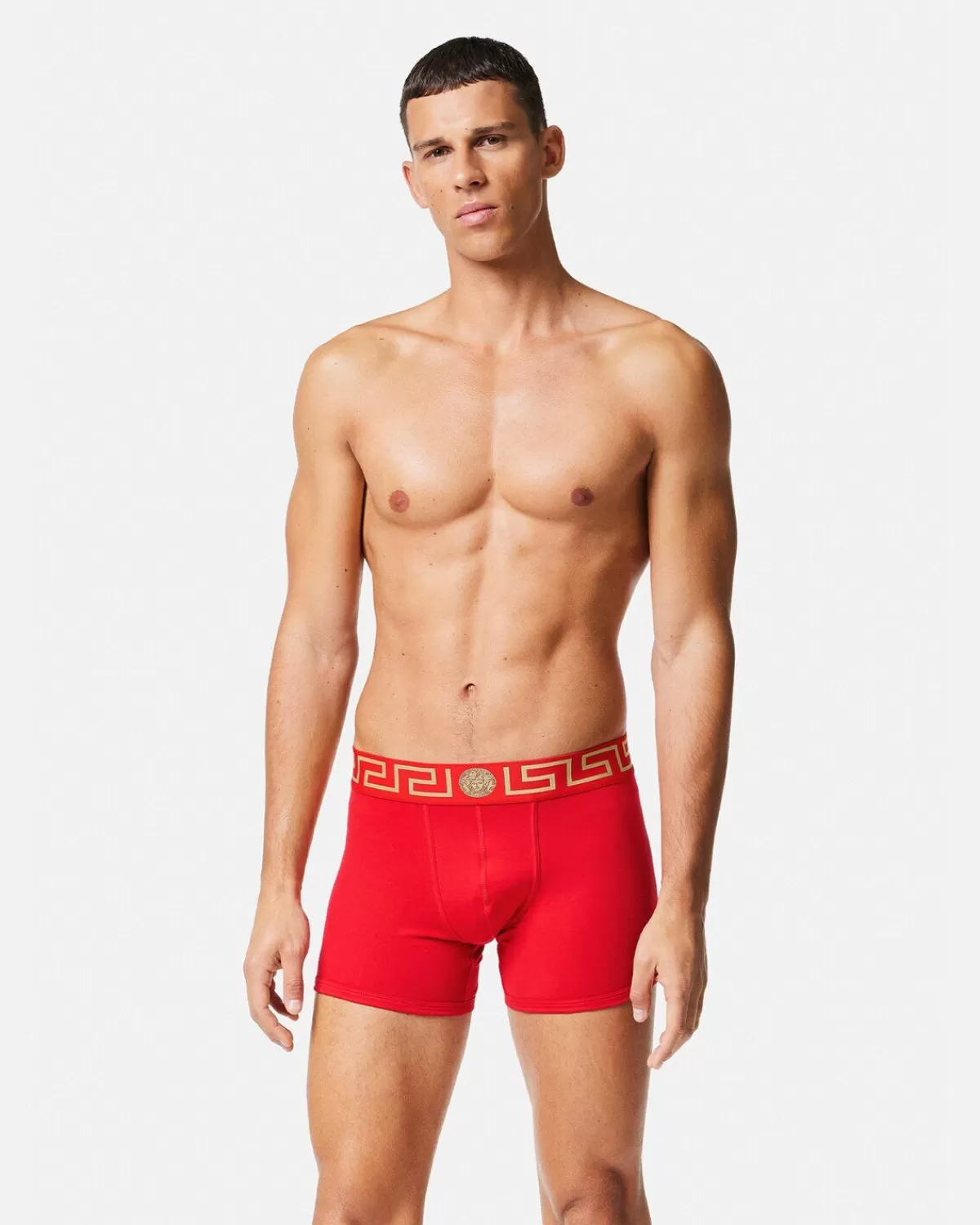 Homme Versace Boxer Long A Bordure Greca