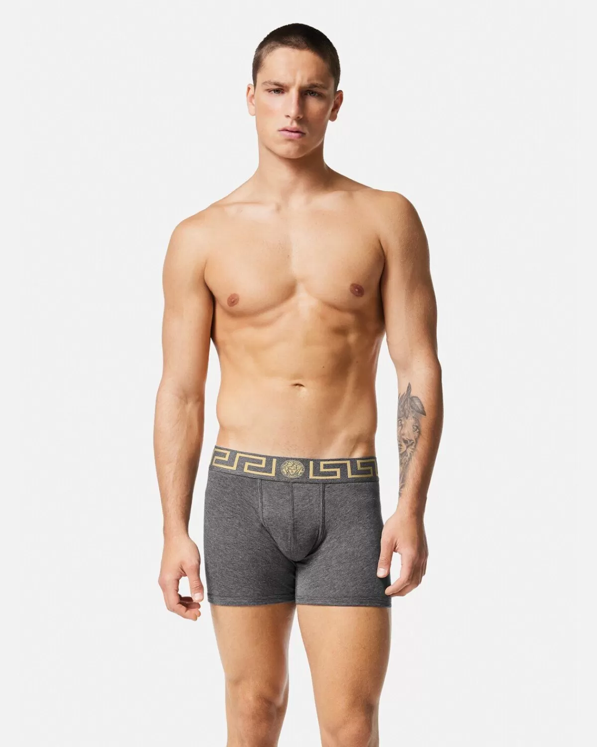 Homme Versace Boxer Long A Bordure Greca