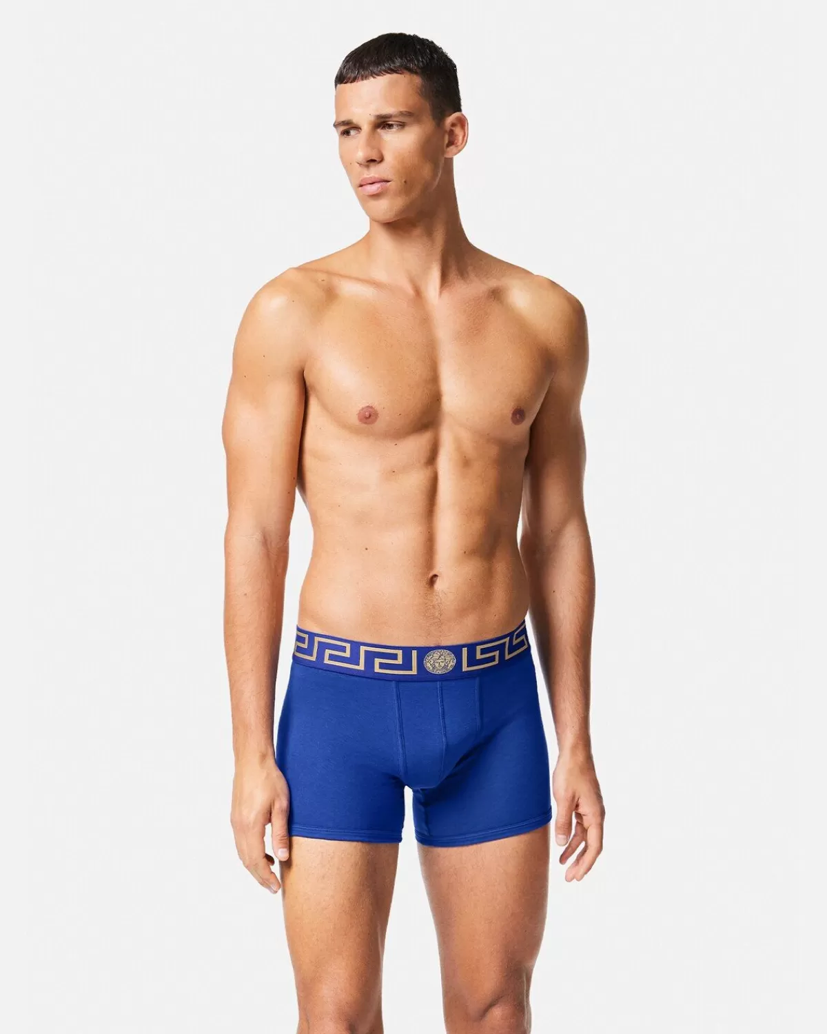 Homme Versace Boxer Long A Bordure Greca