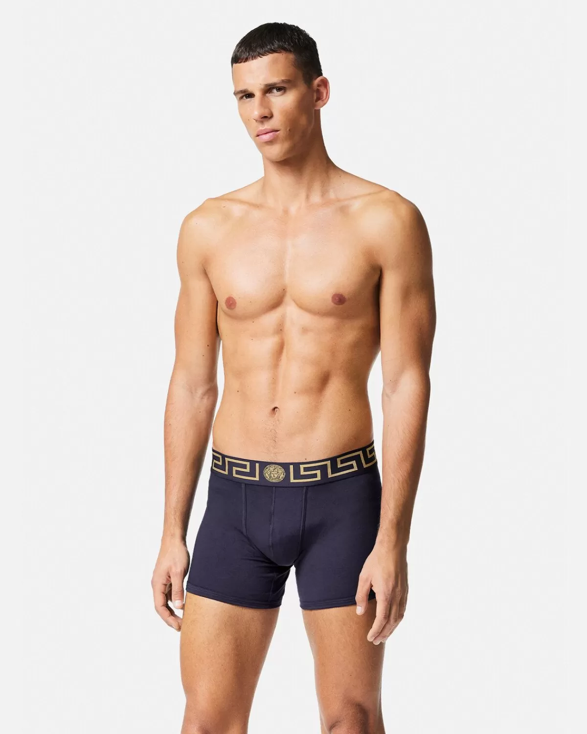 Homme Versace Boxer Long A Bordure Greca