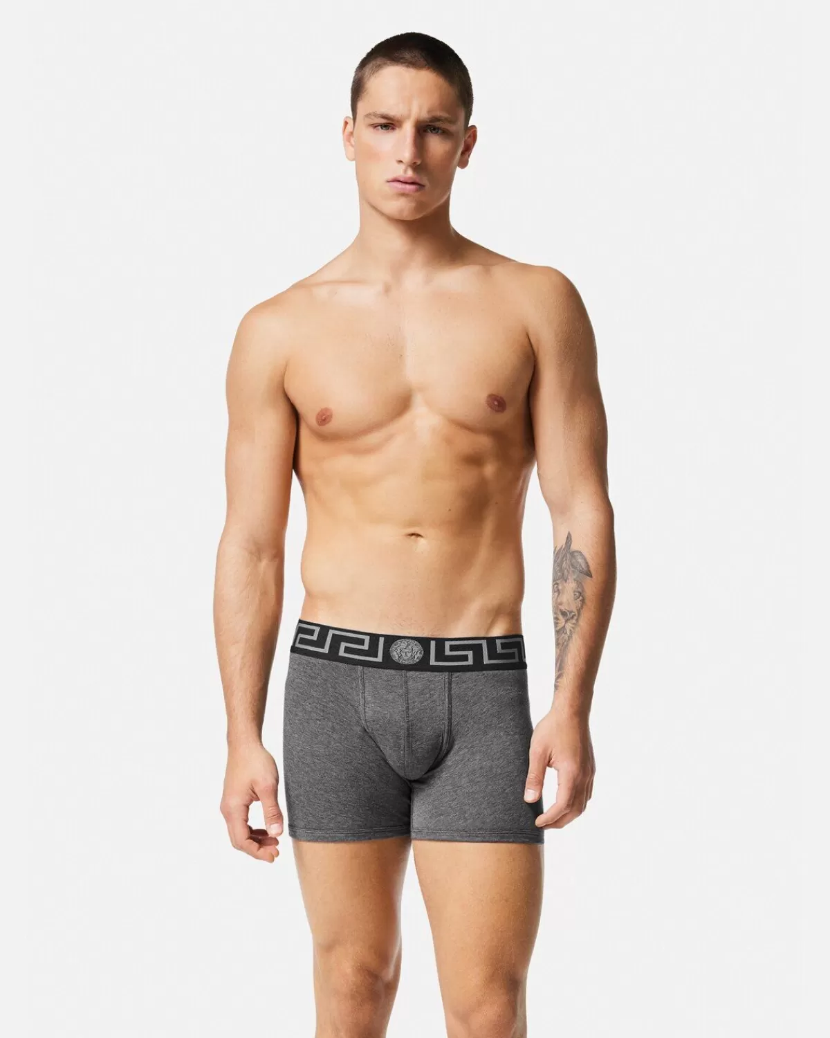 Homme Versace Boxer Long A Bordure Greca