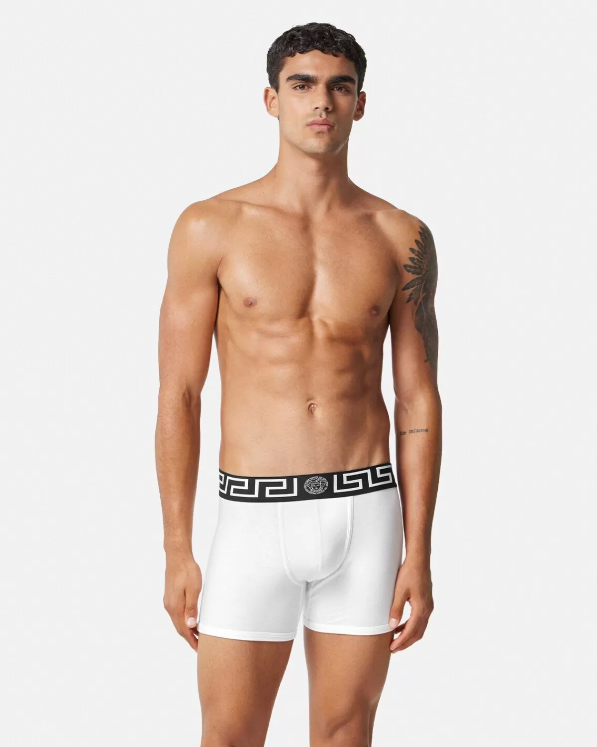 Homme Versace Boxer Long A Bordure Greca