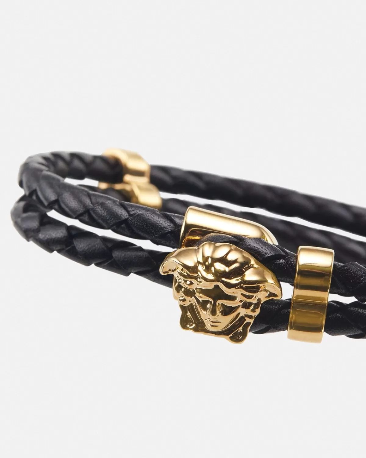 Homme Versace Bracelet En Cuir La Medusa