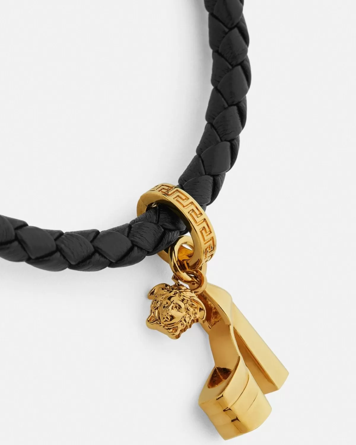 Femme Versace Bracelet En Cuir Tresse Aevitas