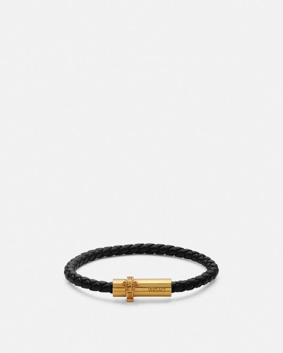 Homme Versace Bracelet En Cuir Tresse Medusa