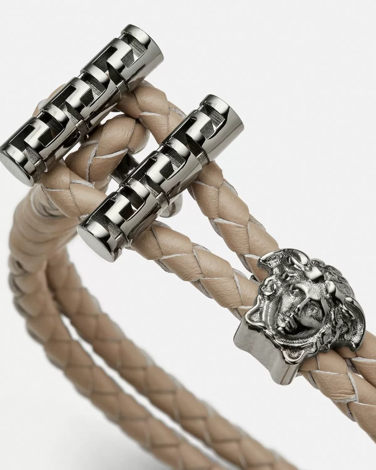 Homme Versace Bracelet En Cuir Tresse Medusa