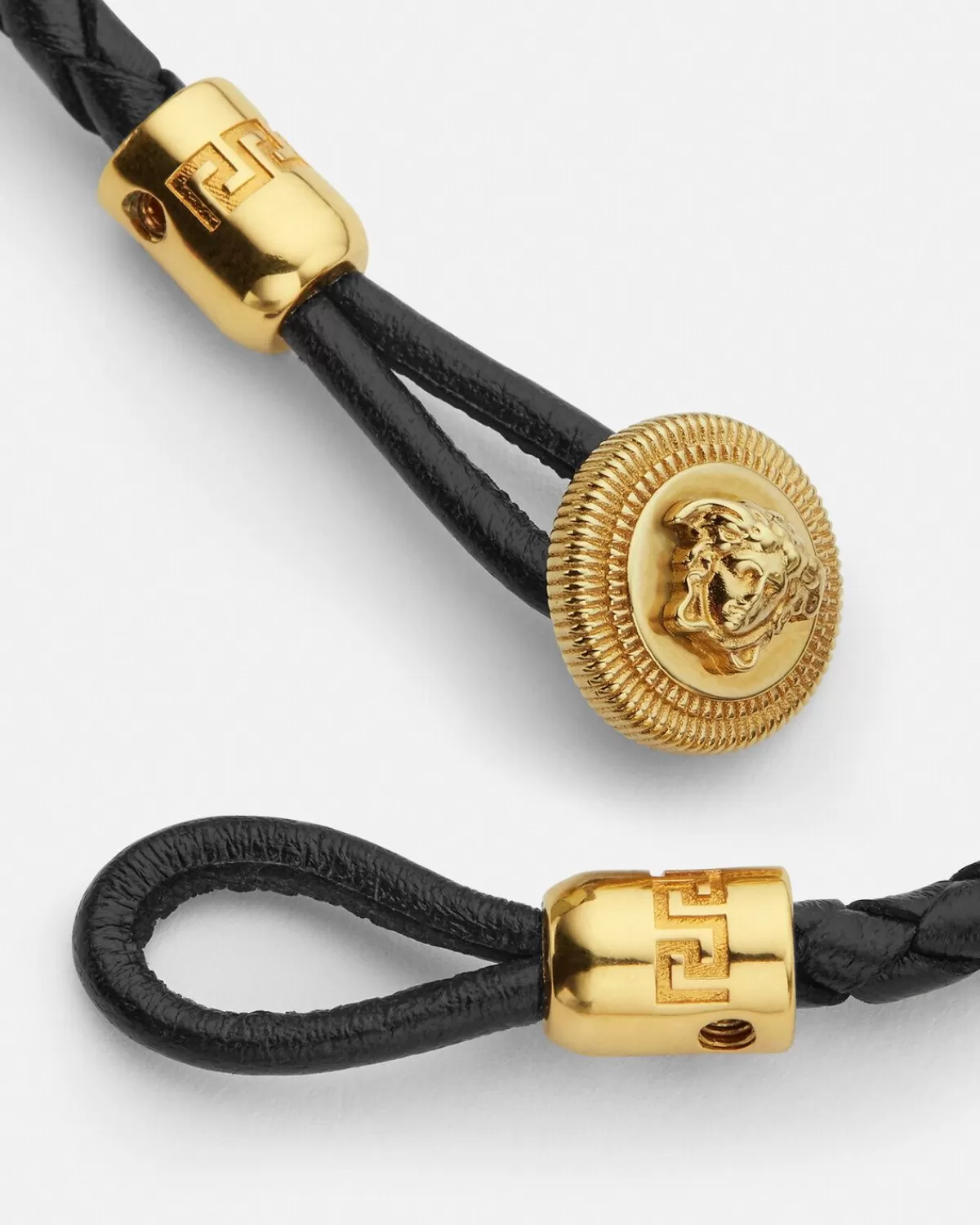 Homme Versace Bracelet Medusa Biggie En Cuir Tresse