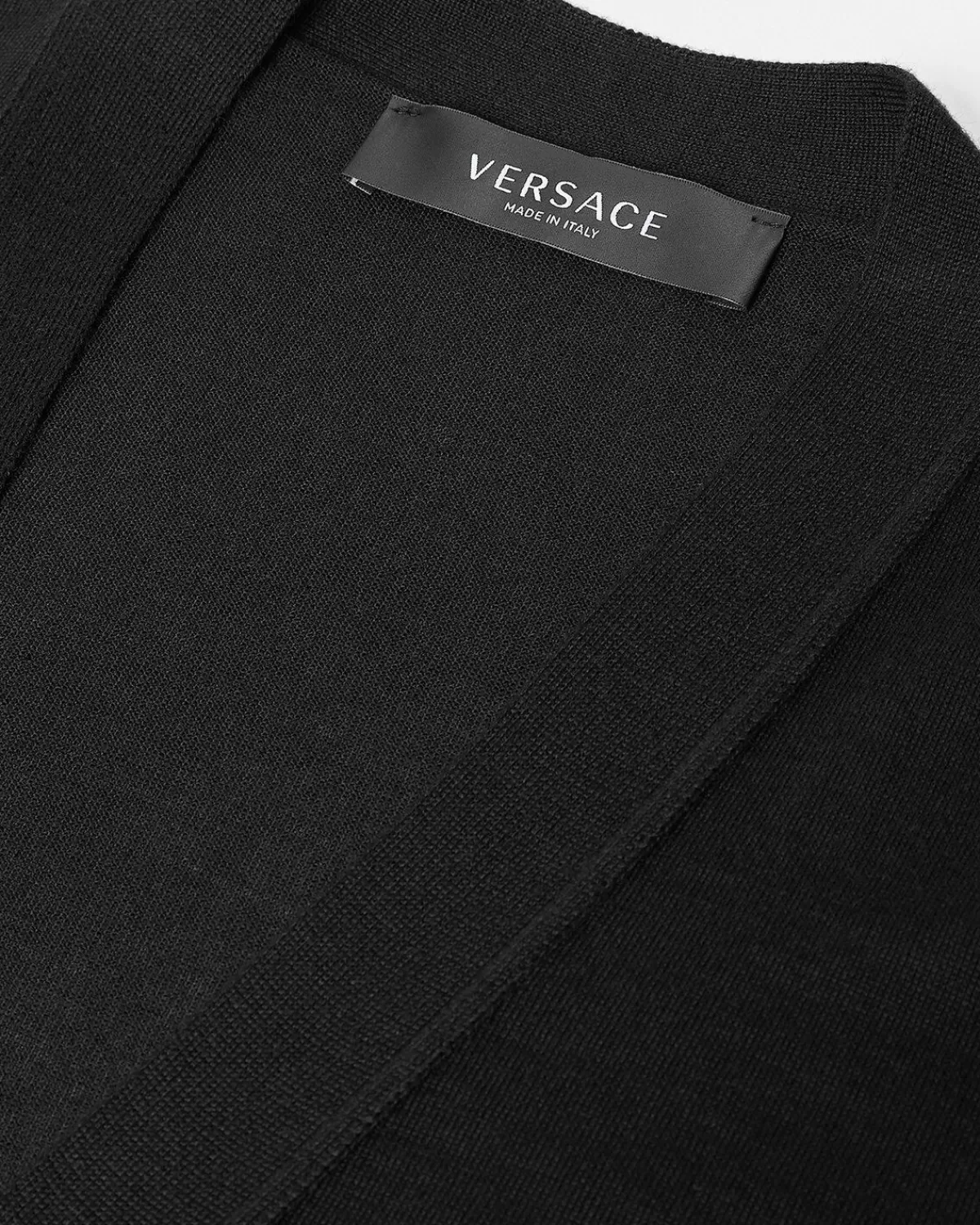 Homme Versace Cardigan Brode En Laine Melangee