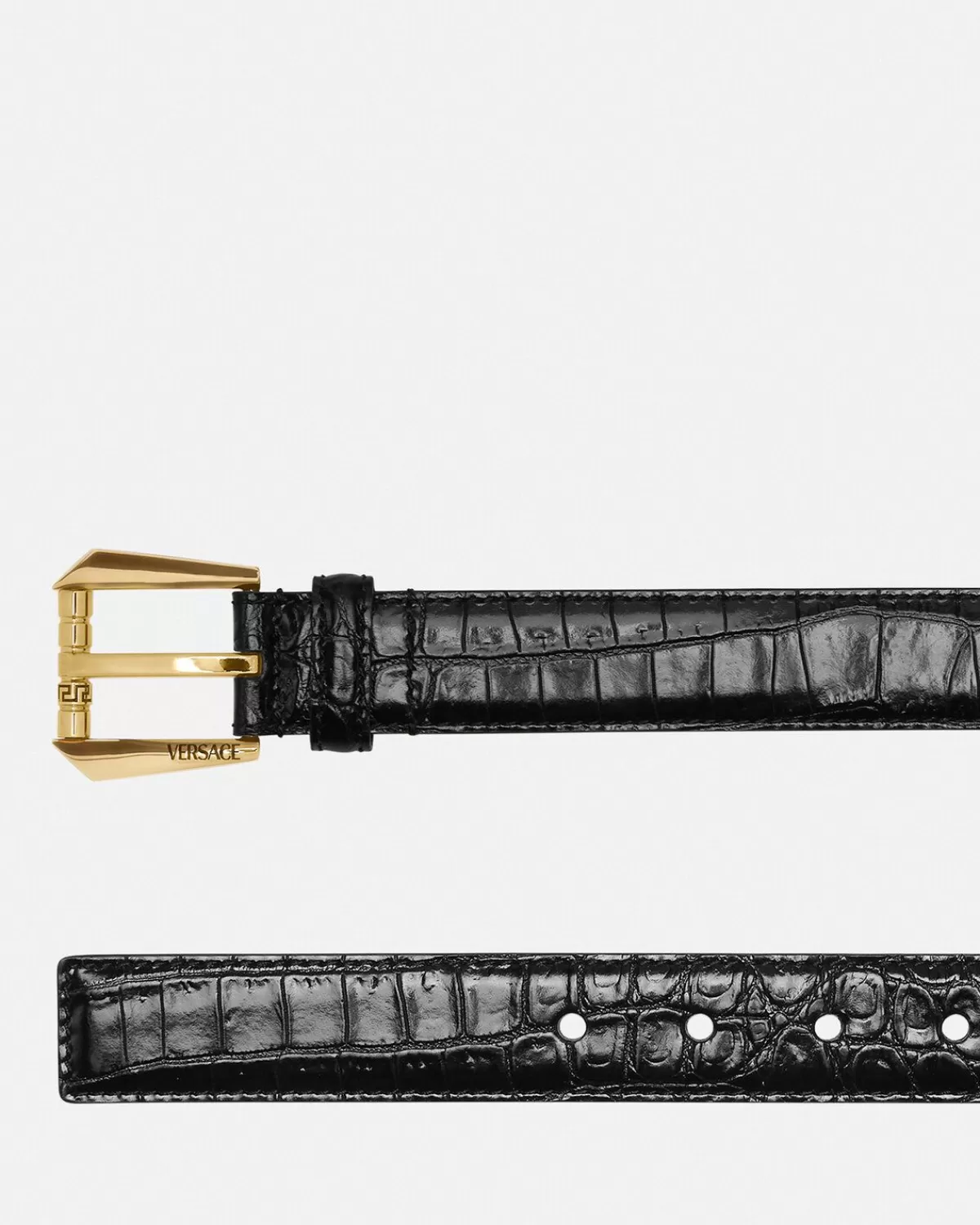 Homme Versace Ceinture En Cuir Aspect Croco