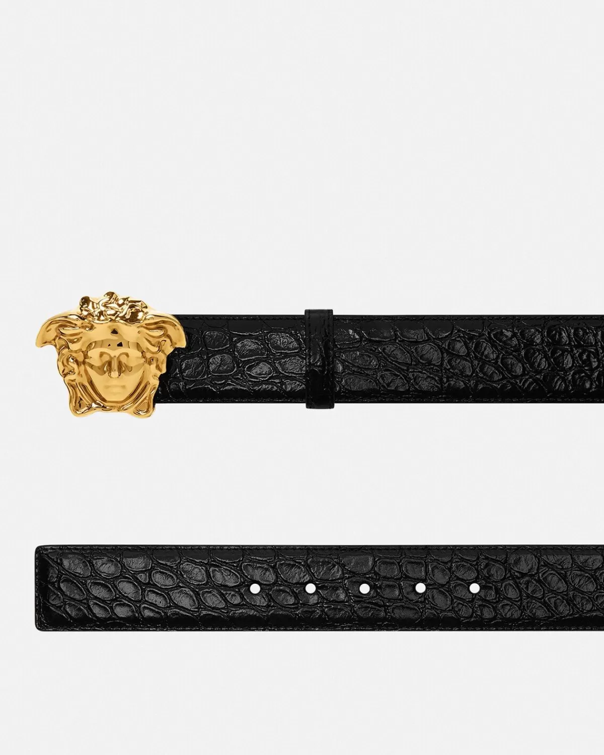 Homme Versace Ceinture En Cuir Effet Crocodile La Medusa