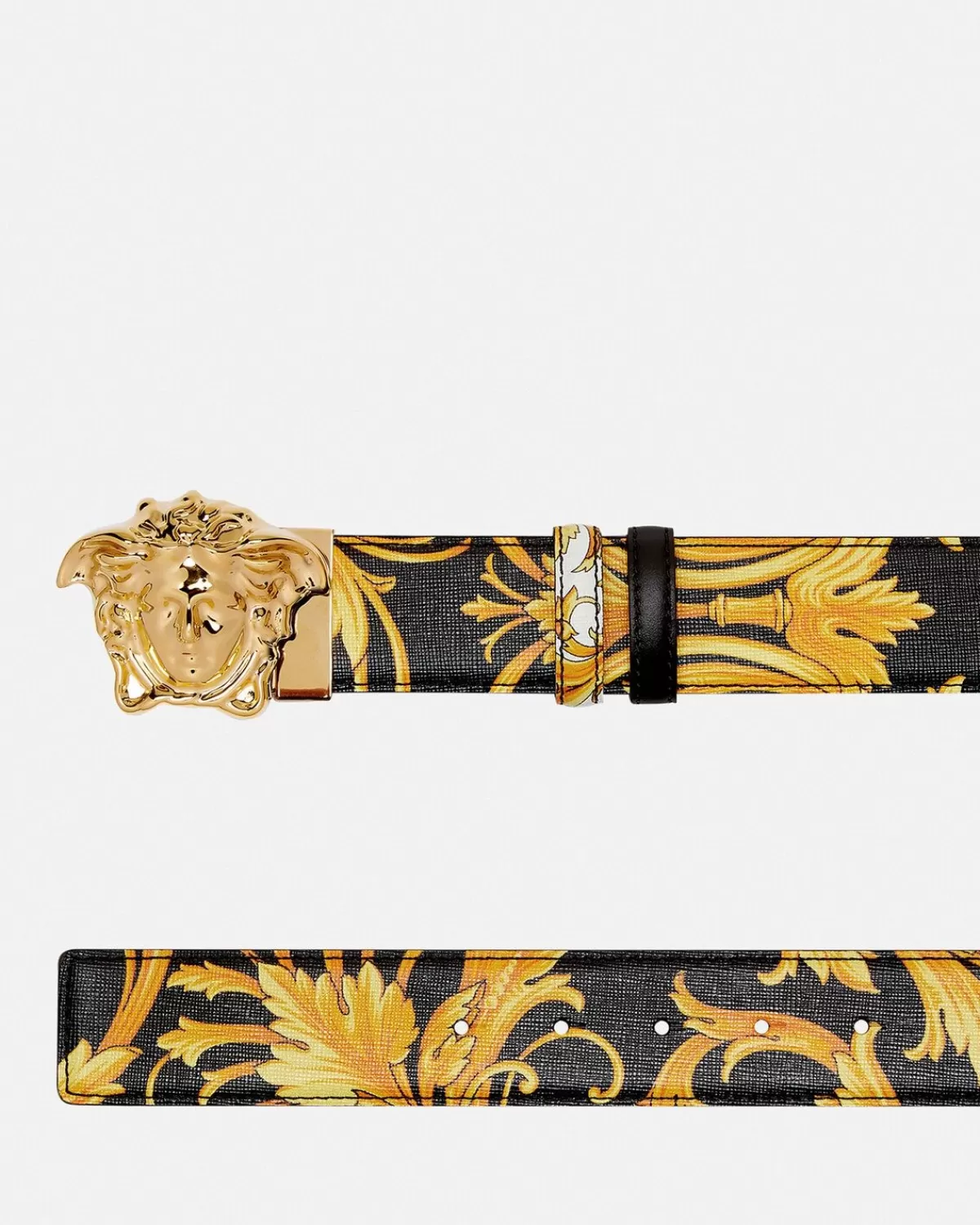 Homme Versace Ceinture En Cuir Reversible Barocco