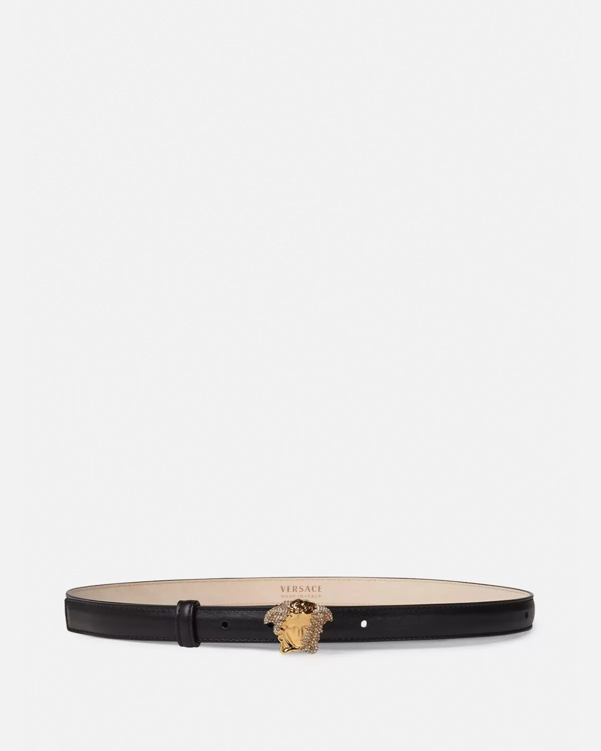 Femme Versace Ceinture Fine En Cuir La Medusa Avec Cristaux