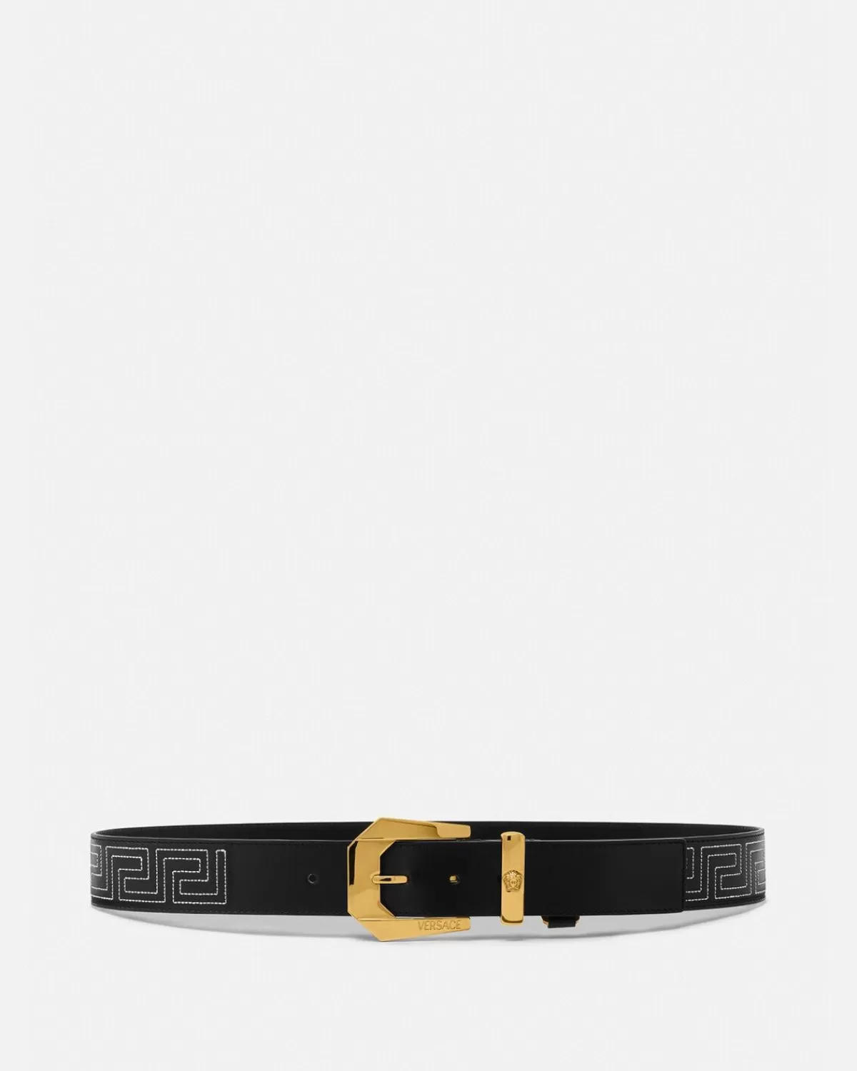 Homme Versace Ceinture Greca En Cuir