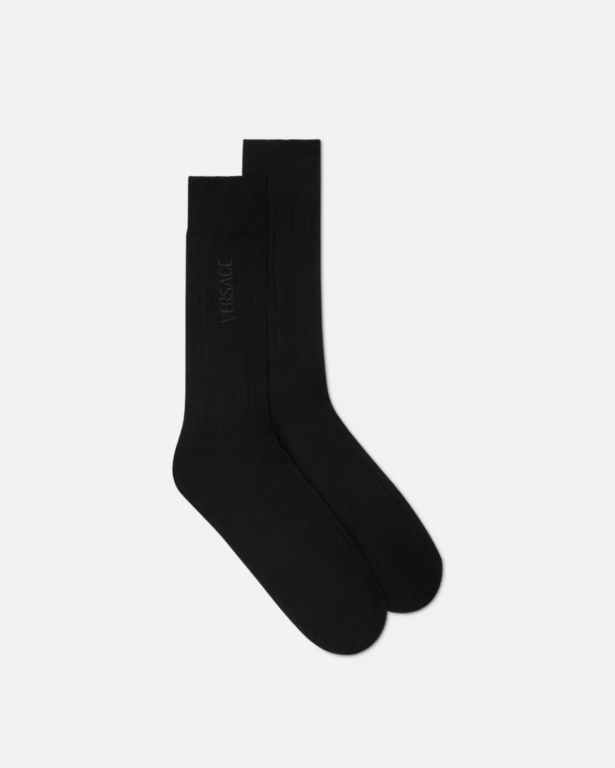 Homme Versace Chaussettes Cotelees A Logo