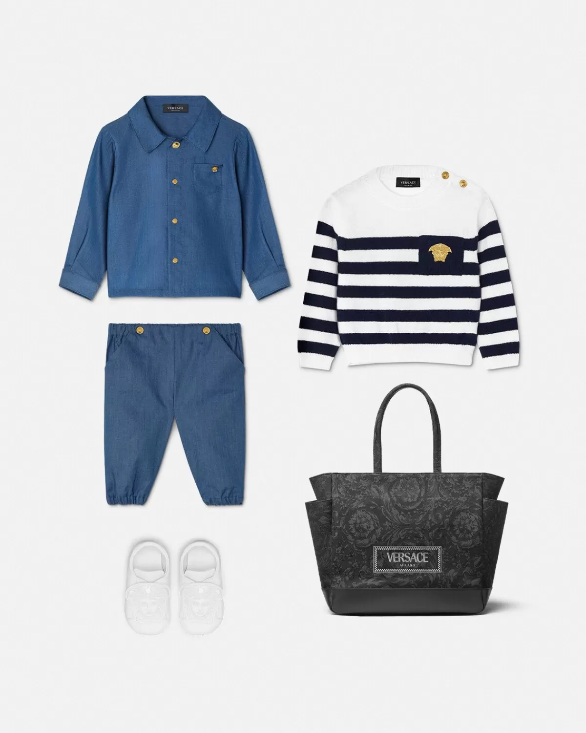 Enfant Versace Chemise Baby En Denim De Chambray