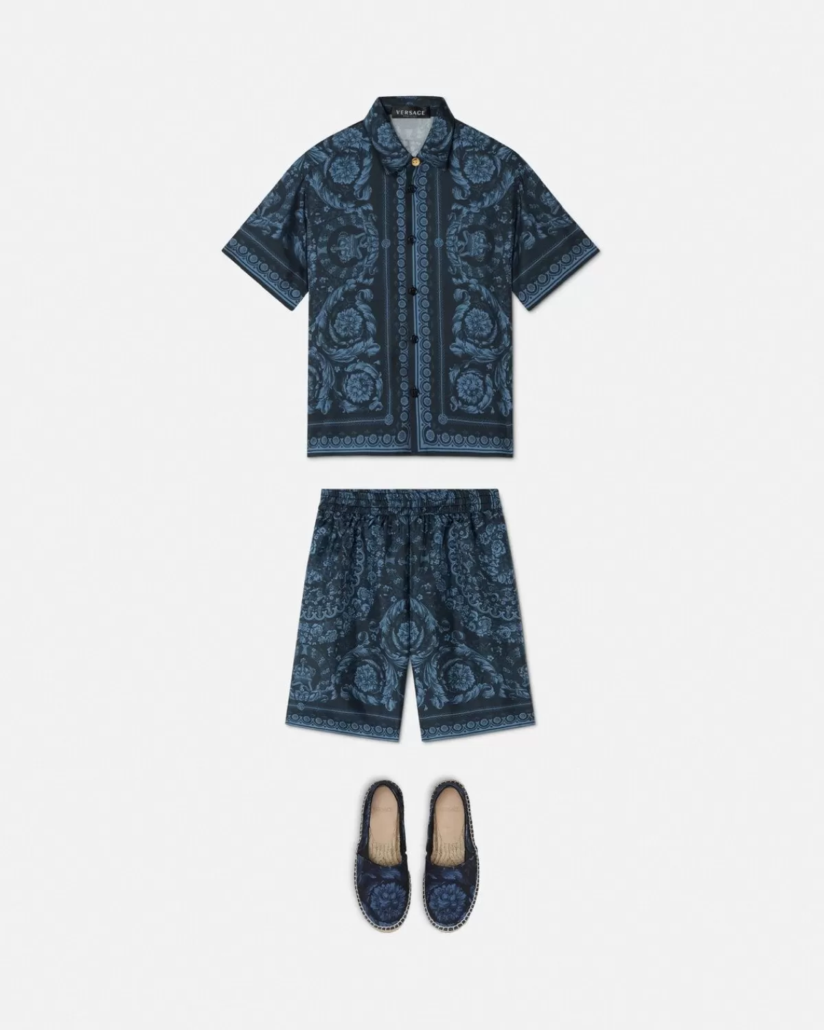 Enfant Versace Chemise En Soie Barocco Kids