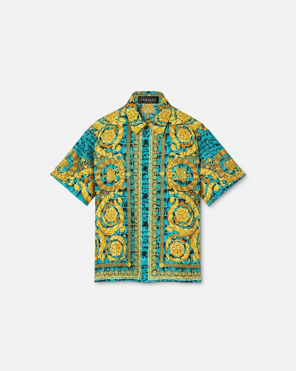 Enfant Versace Chemise En Soie Baroccodile Kids