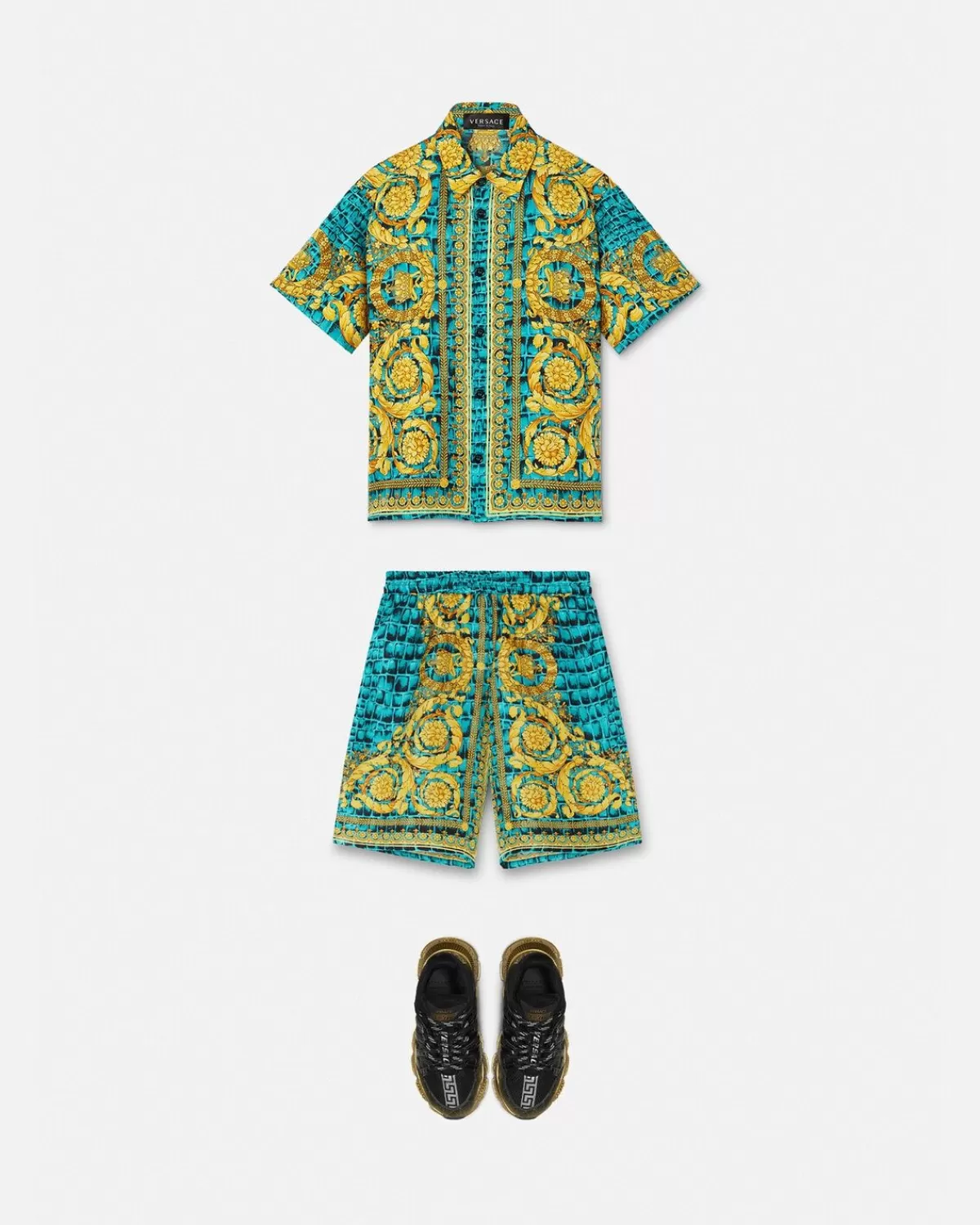 Enfant Versace Chemise En Soie Baroccodile Kids