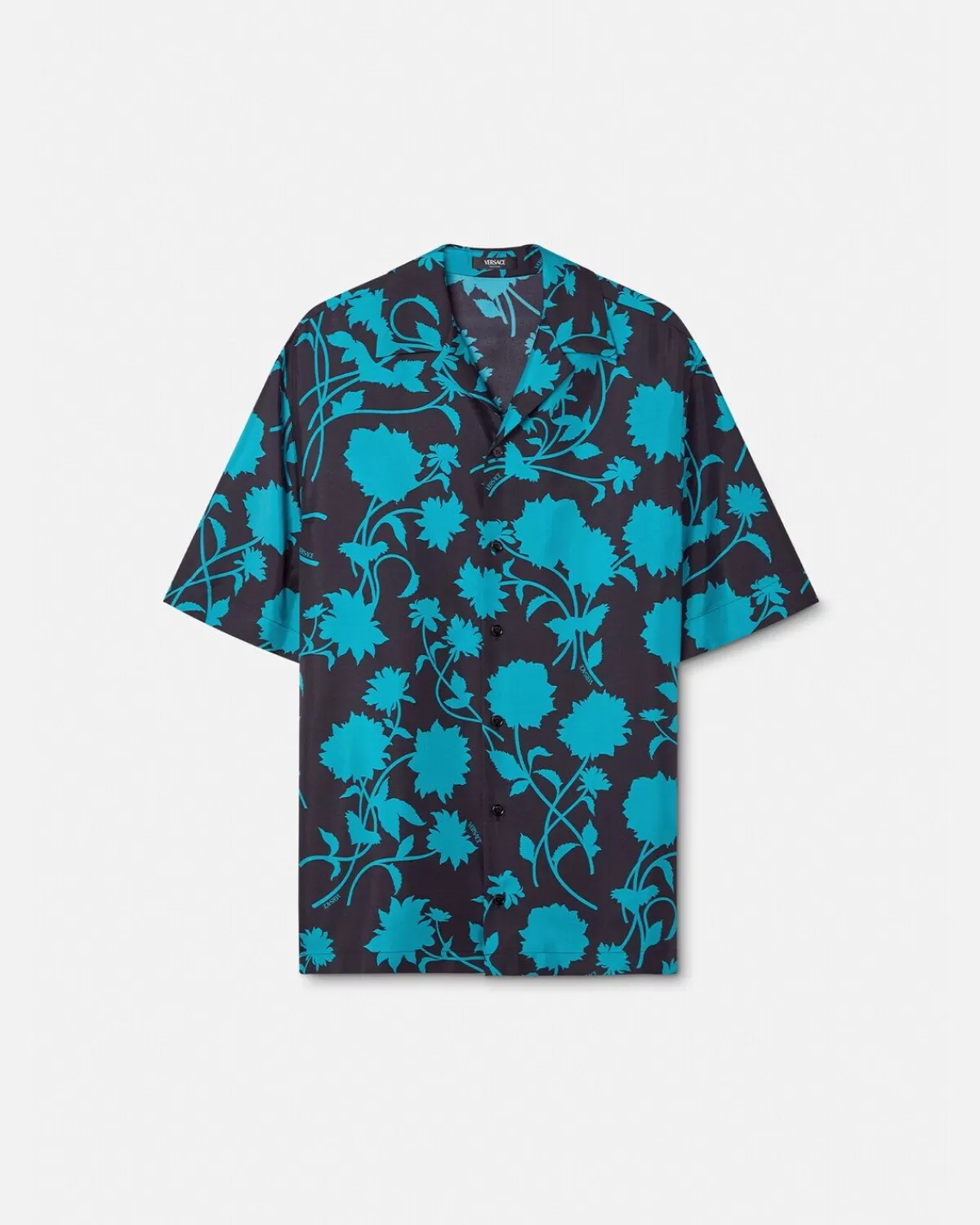 Homme Versace Chemise En Soie Floral Silhouette