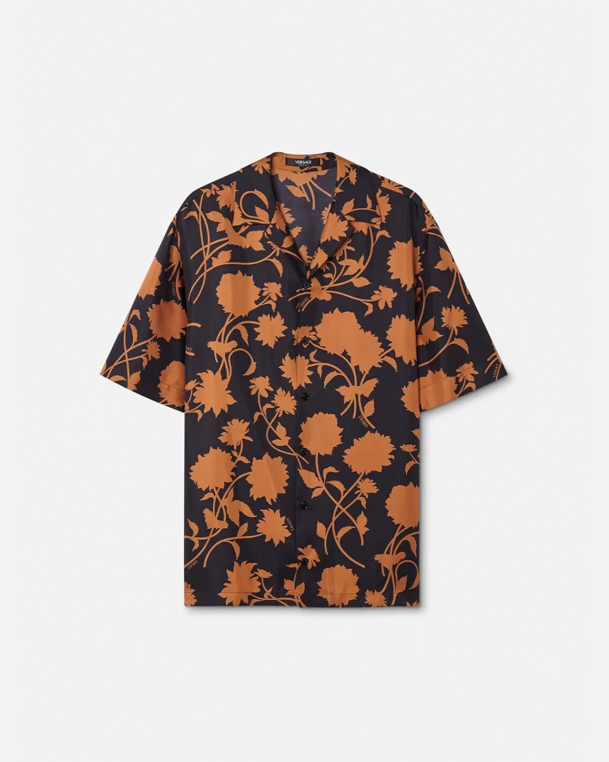 Homme Versace Chemise En Soie Floral Silhouette