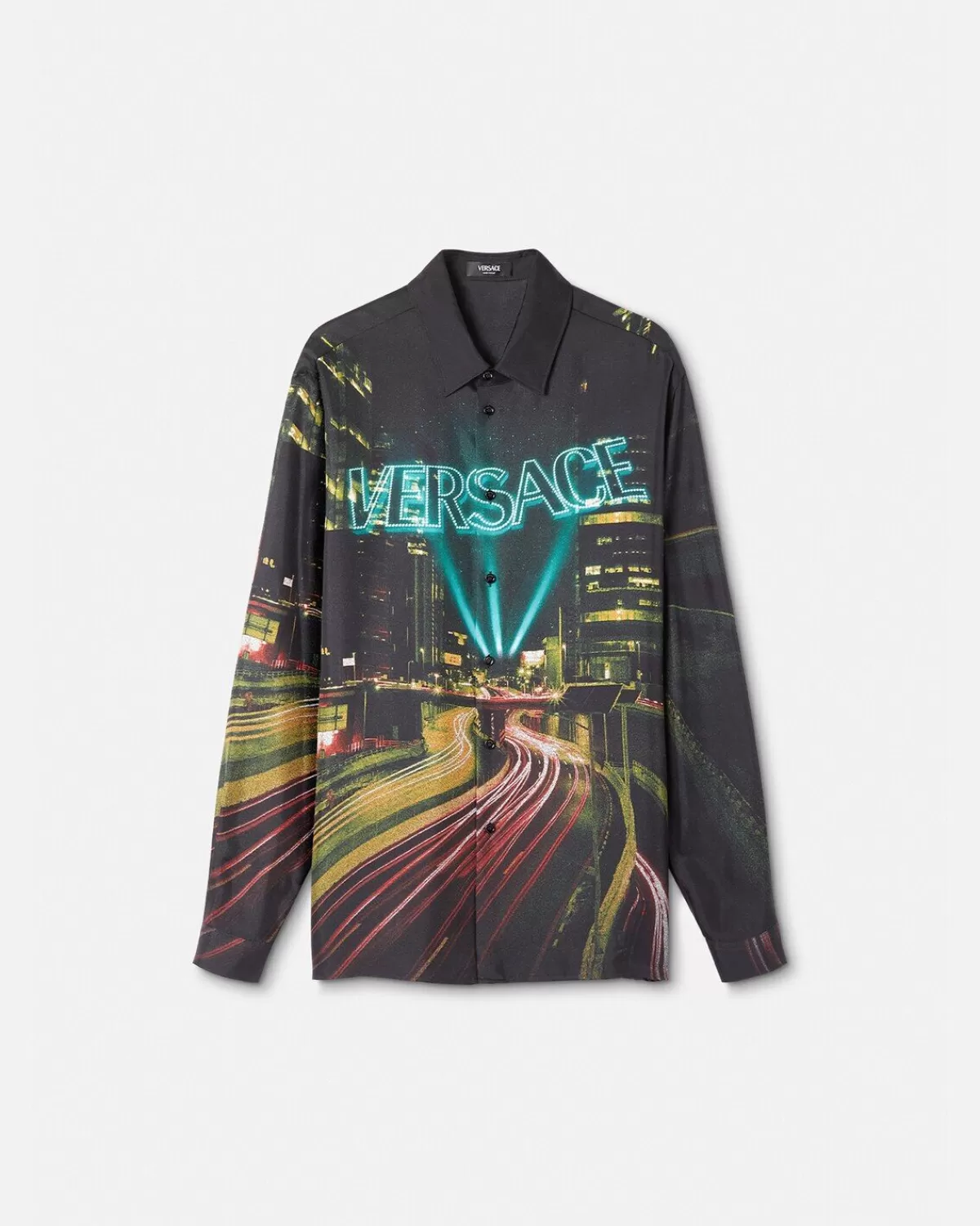 Homme Versace Chemise En Soie City Lights