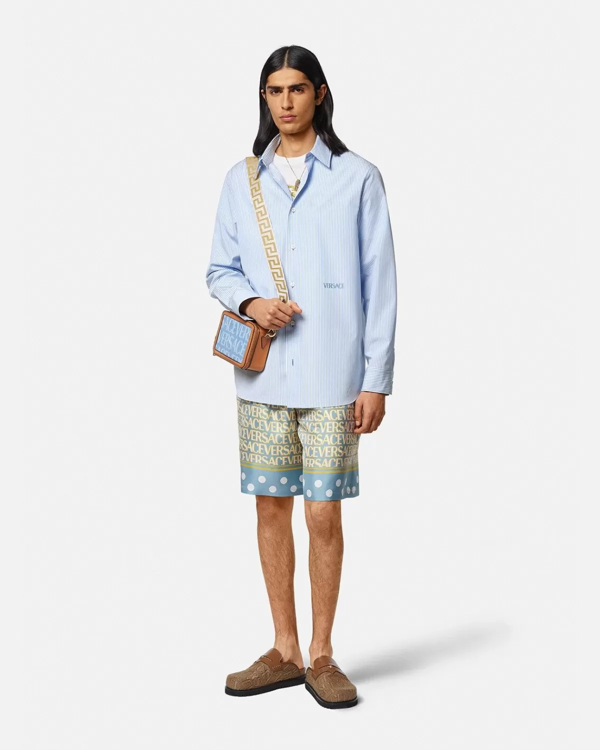 Homme Versace Chemise Rayee Seashell Baroque