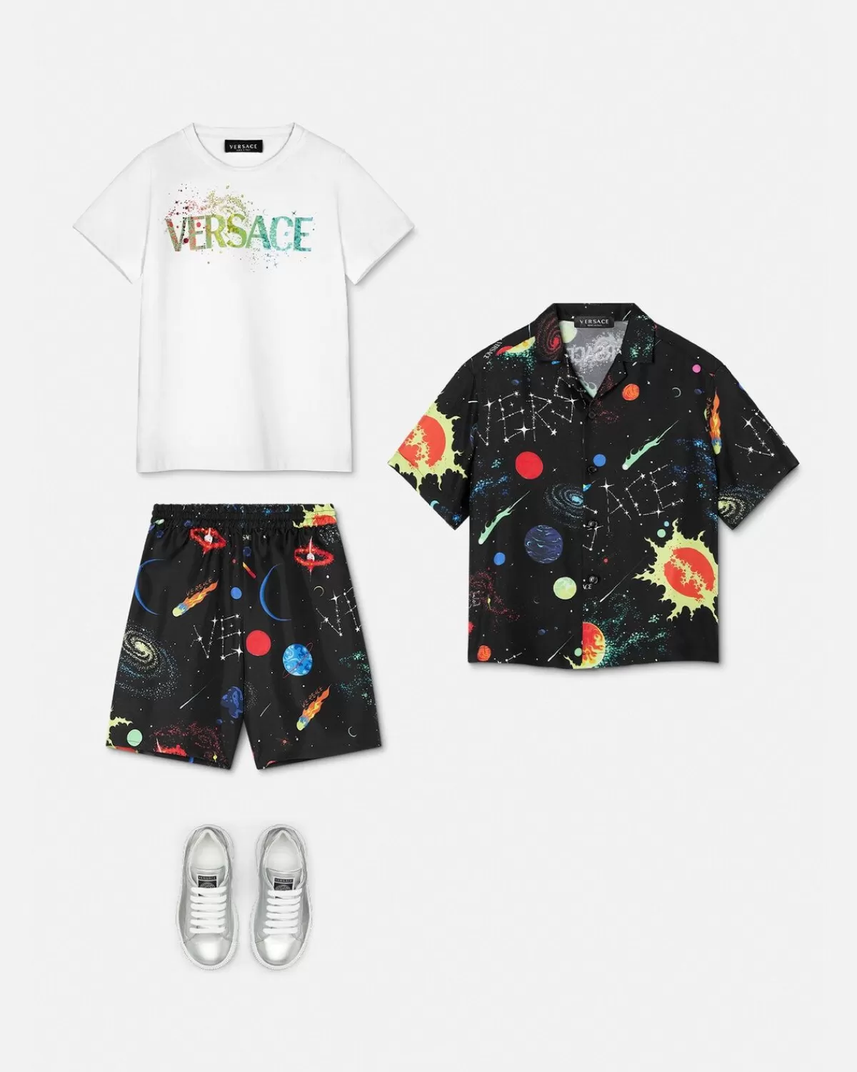 Enfant Versace Chemise Galaxy Kids En Soie