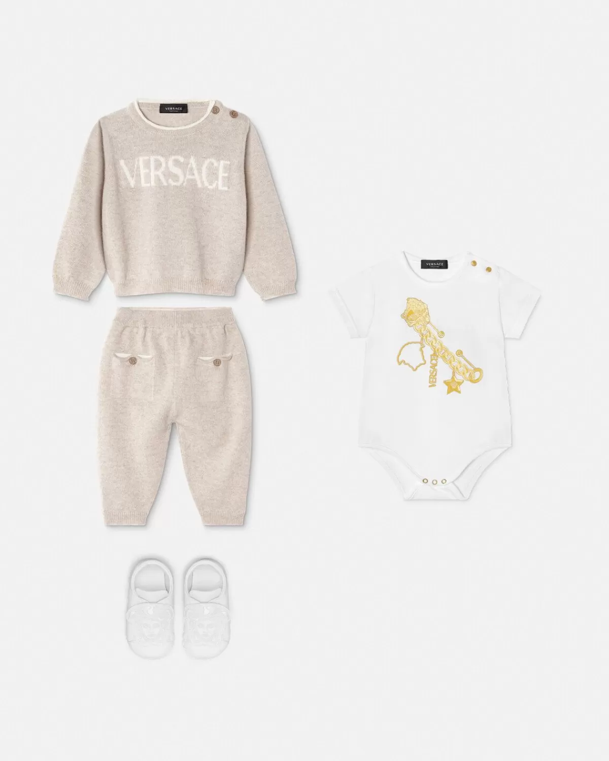 Enfant Versace Ensemble Bebe En Maille Logo Baby