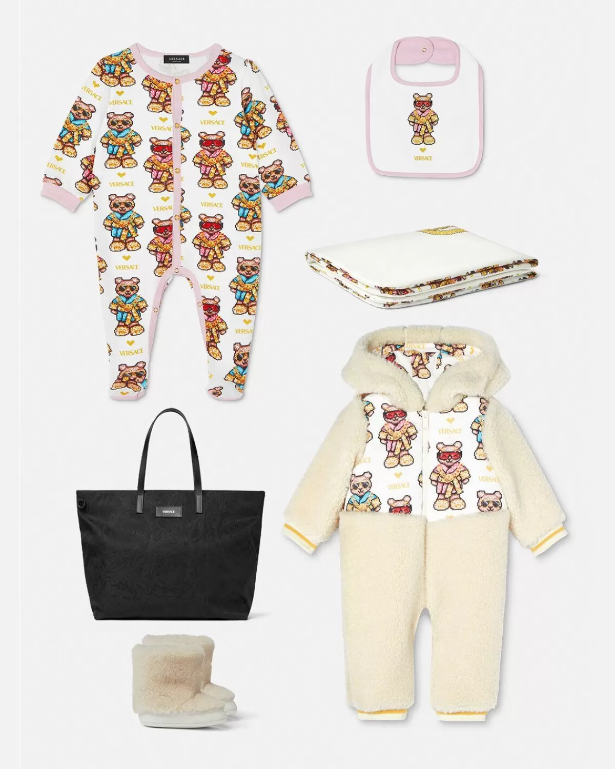 Enfant Versace Ensemble Grenouillere Pixel Teddy Baby