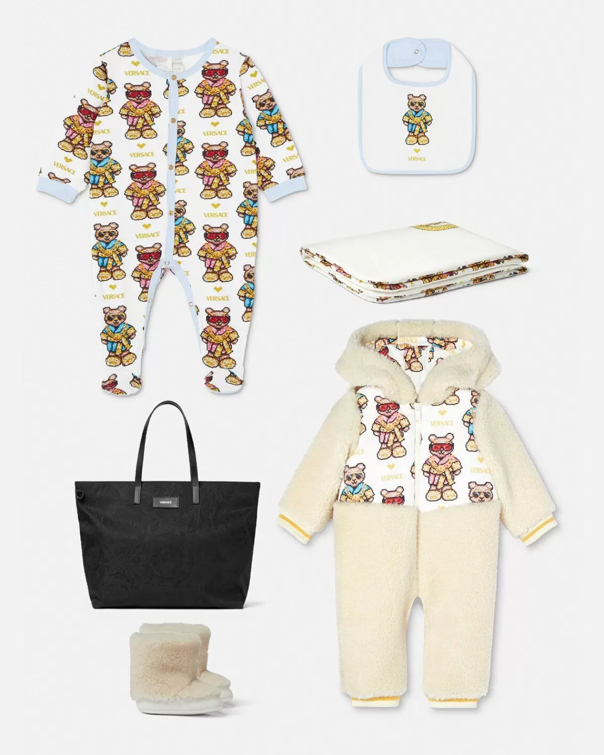 Enfant Versace Ensemble Grenouillere Pixel Teddy Baby